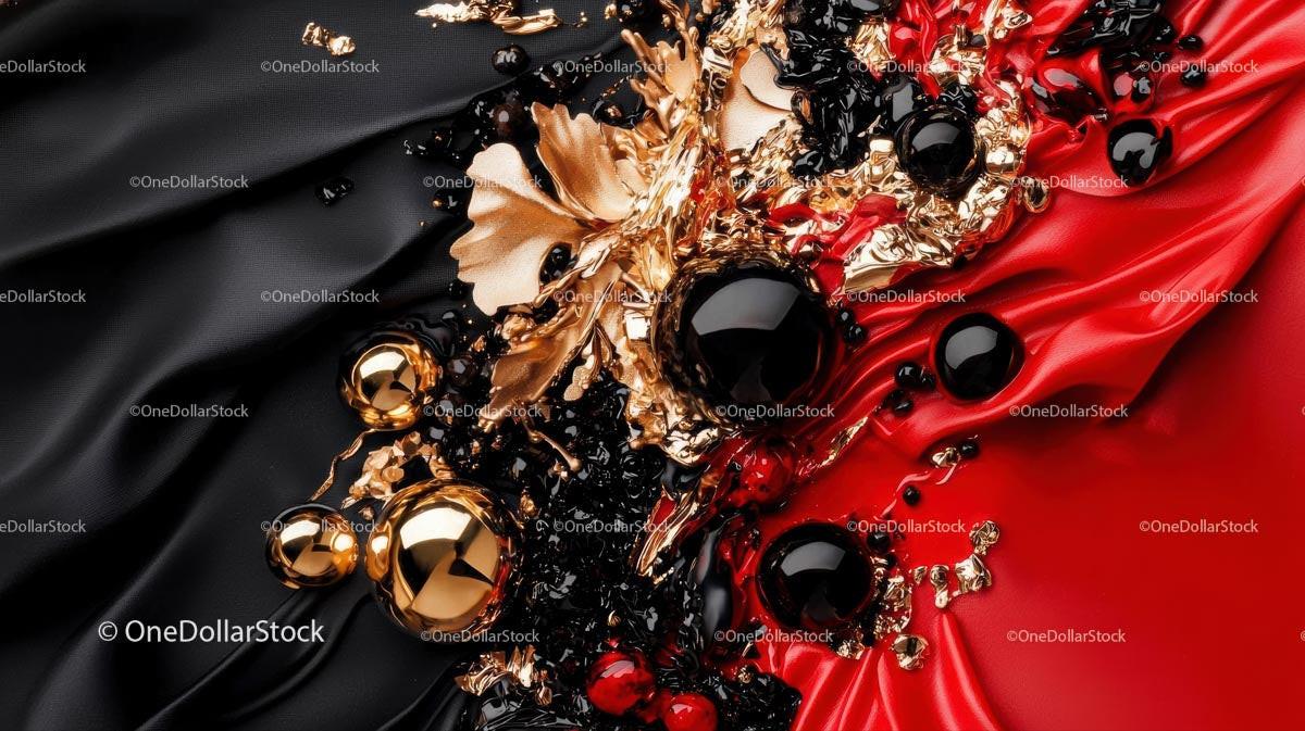 Luxurious Abstract Design with Gold and Red Accents