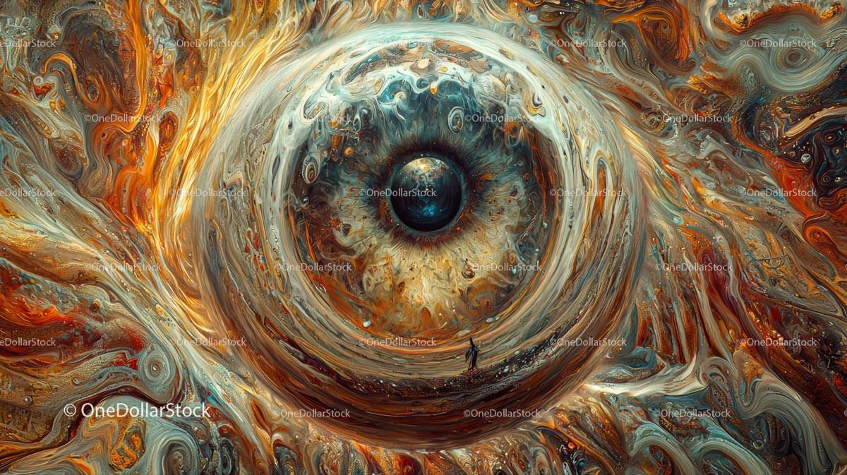 Vibrant Cosmic Eye with Swirling Abstract Patterns