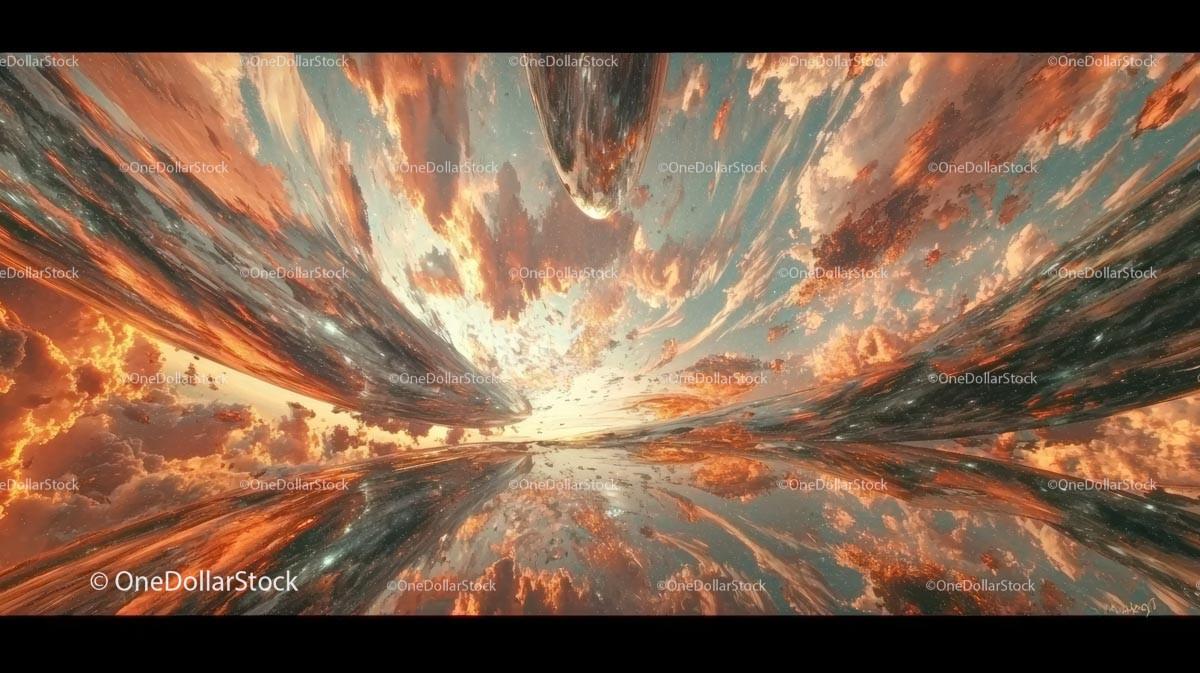 Surreal Cosmic Landscape with Vibrant Skies