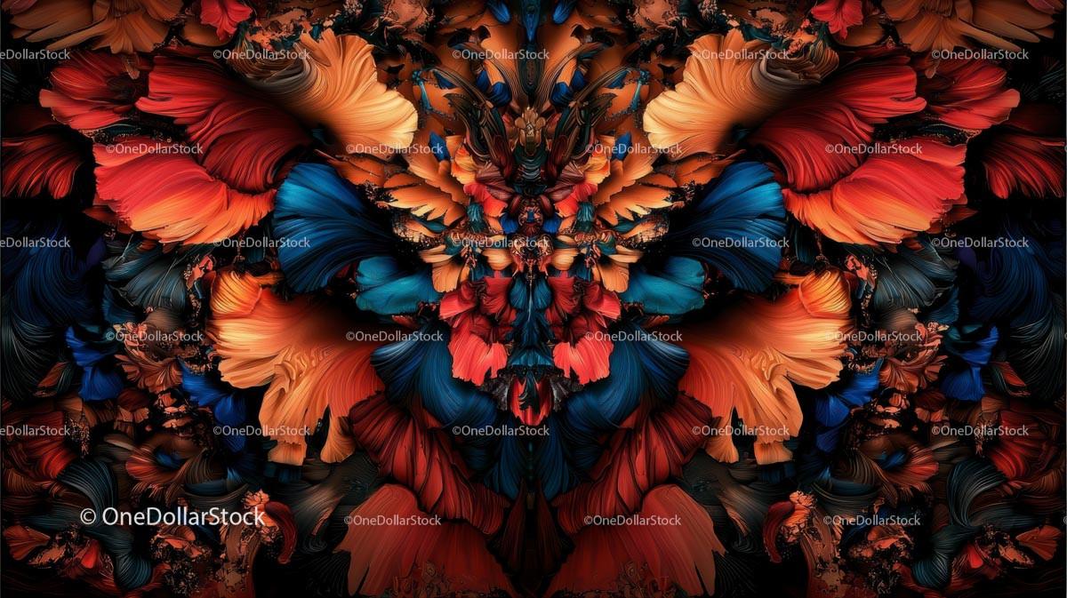 Vibrant Abstract Floral Pattern with Symmetrical Design