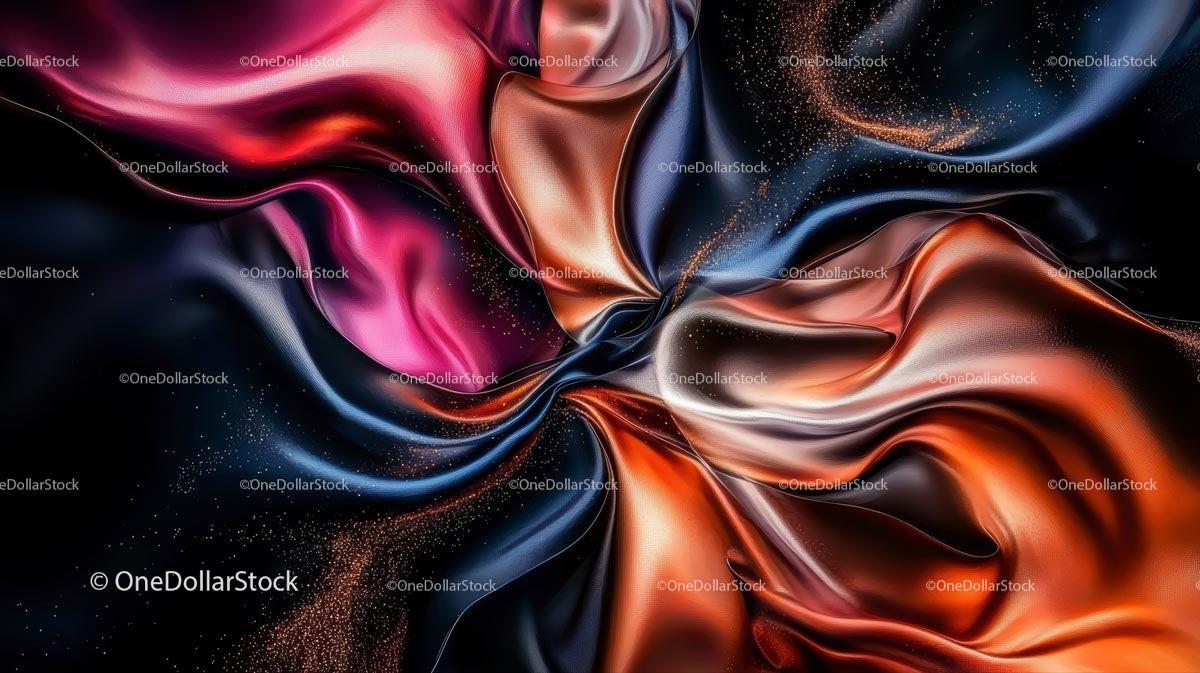 Vibrant Abstract Silk Waves in Blue and Pink