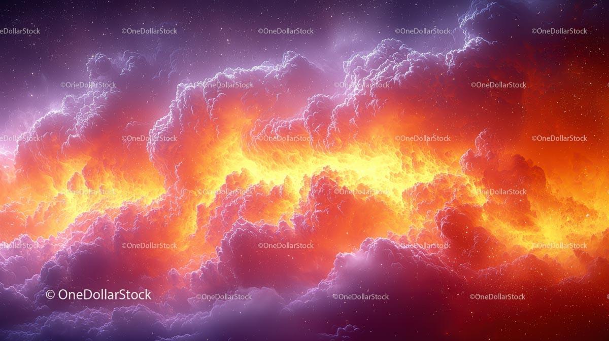 Dramatic Fiery Clouds in a Vivid Cosmic Sunset