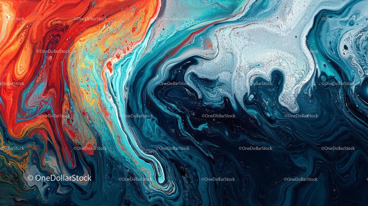 Vibrant Fluid Art with Swirling Patterns and Dynamic Flow