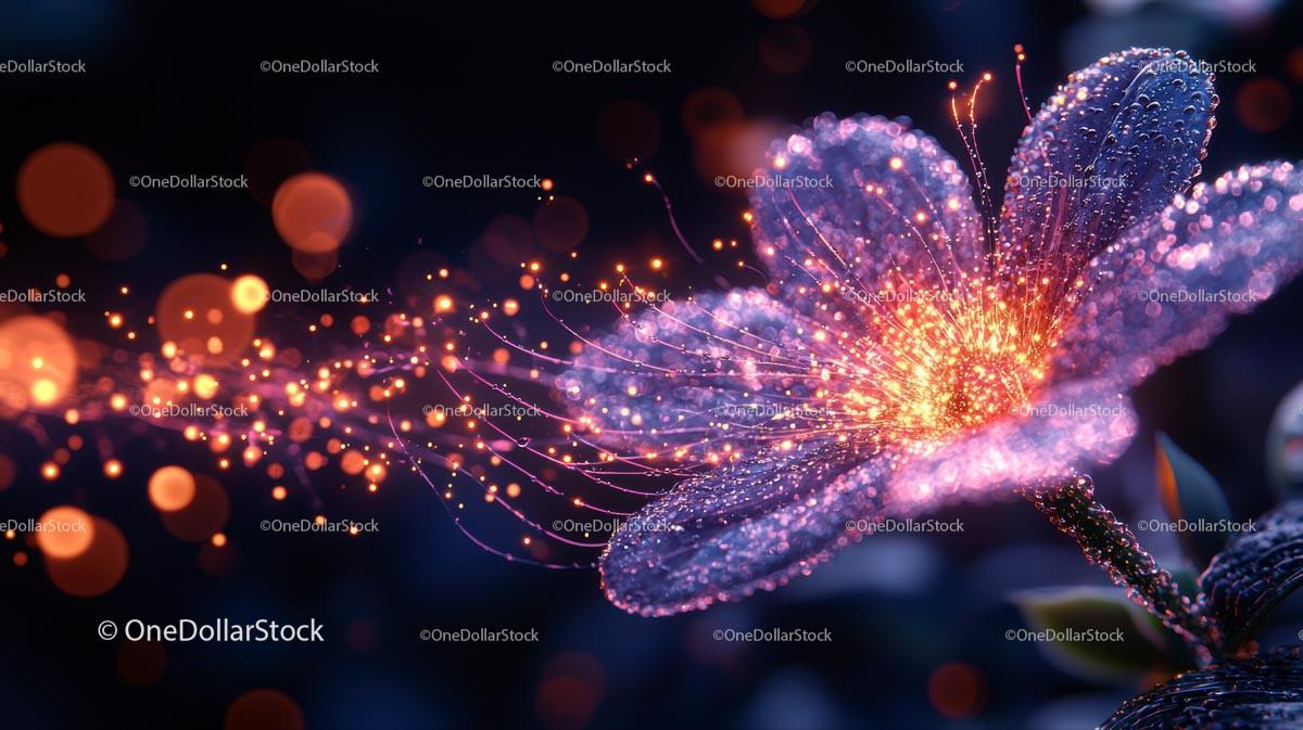 Mystical Glowing Flower with Sparkling Lights