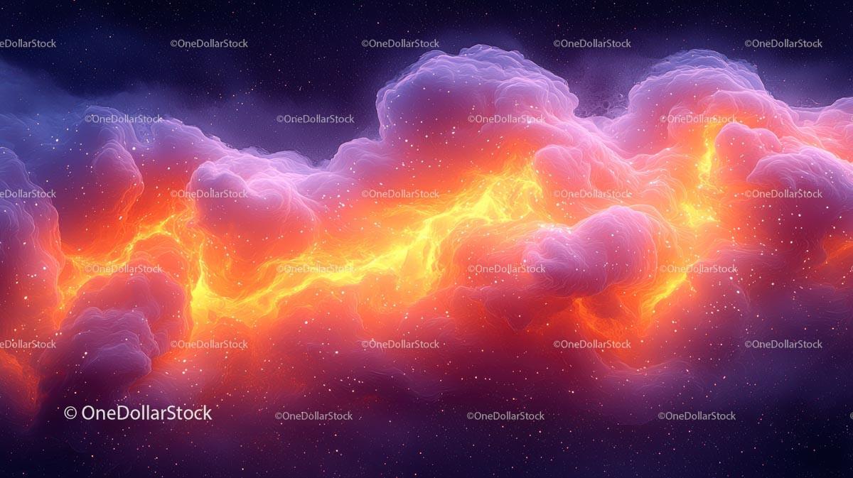 Vibrant Cosmic Cloudscape with Fiery Glow