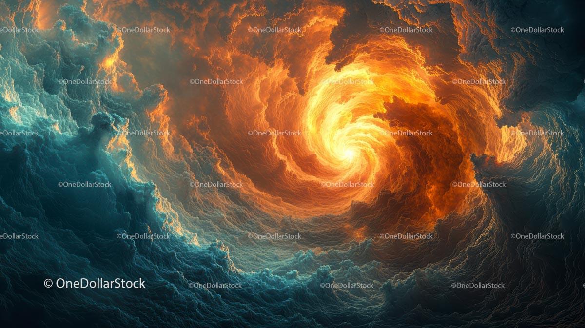 Dynamic Vortex of Fiery and Cool Clouds