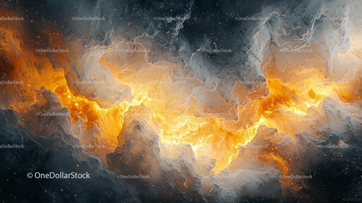 Fiery Cosmic Nebula with Swirling Patterns in Space