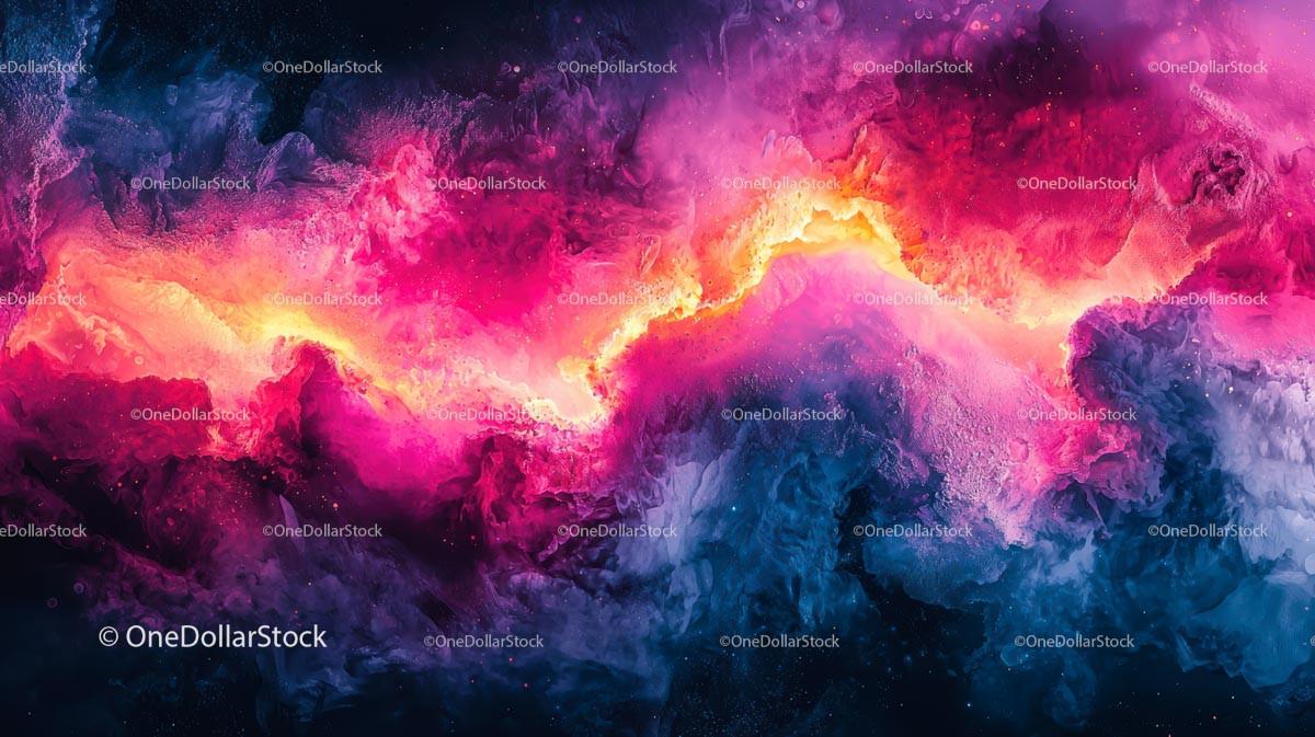 Vibrant Cosmic Nebula with Swirling Colors and Light