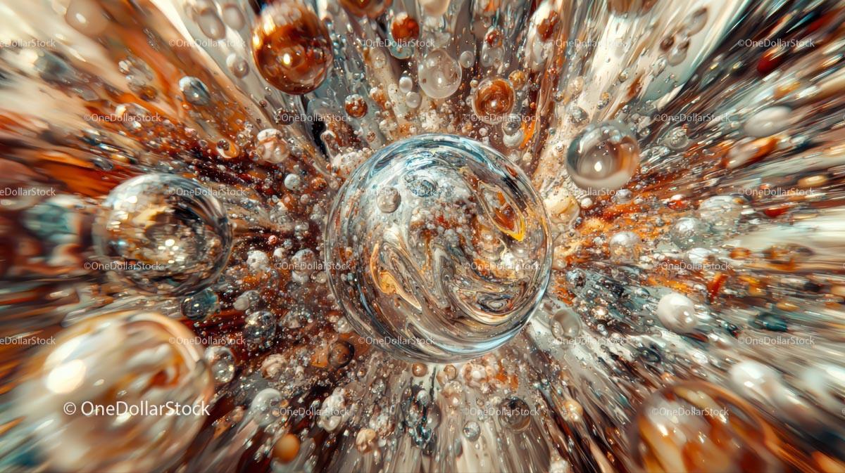 Dynamic Swirling Pattern with Metallic Spheres in Motion