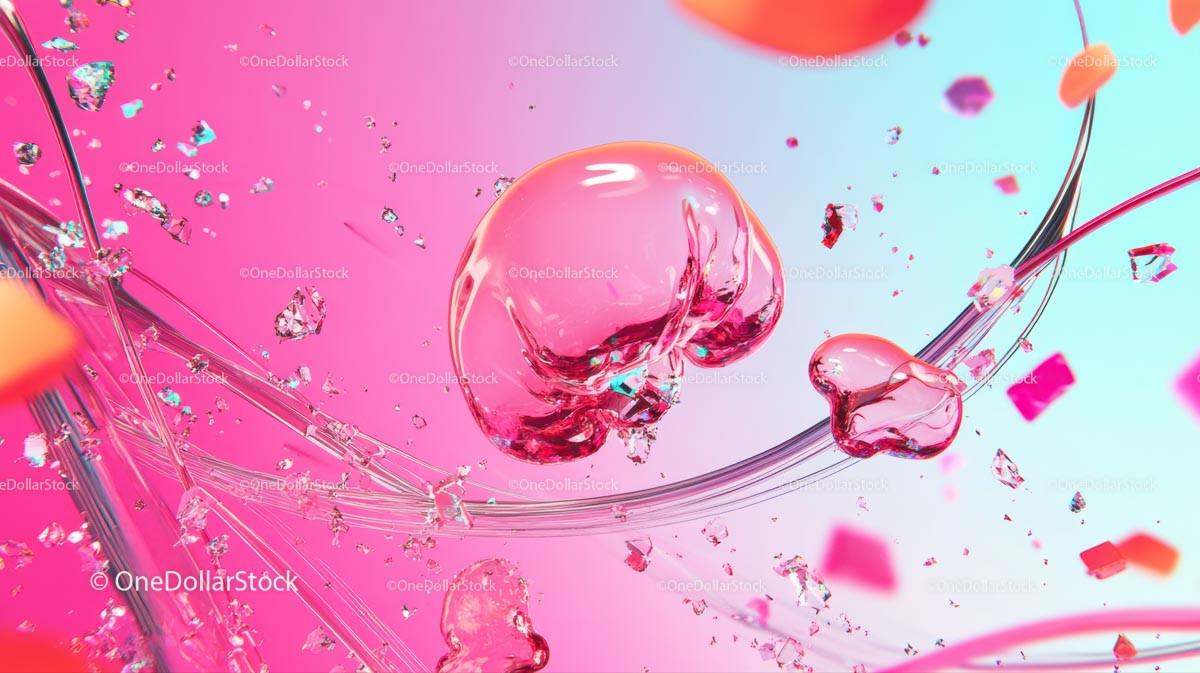 Vibrant Abstract Composition with Liquid Shapes