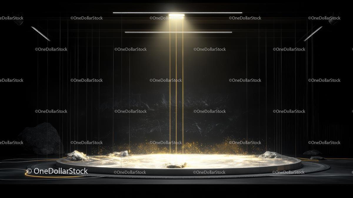 Futuristic Illuminated Platform with Dramatic Spotlight