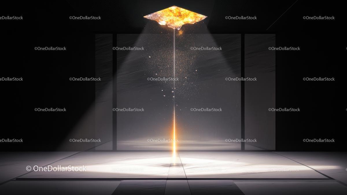 Futuristic Room with Glowing Light Beam