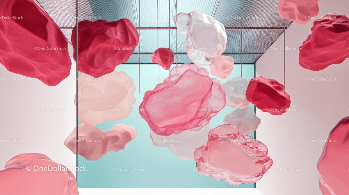 Abstract Floating Shapes in Minimalistic Space