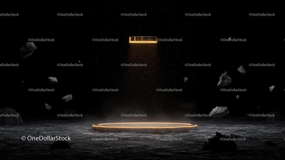 Futuristic Sci-Fi Platform with Floating Rocks