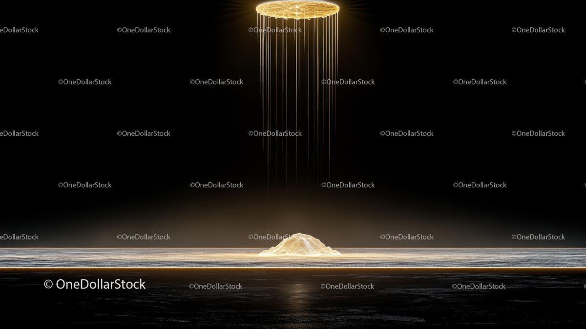 Golden Beam Shining on Futuristic Abstract Surface