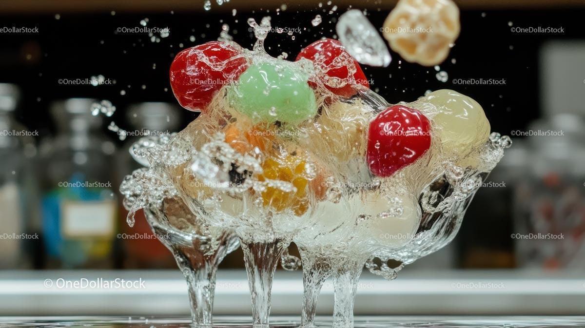 Vibrant Candy Splash in Water Motion