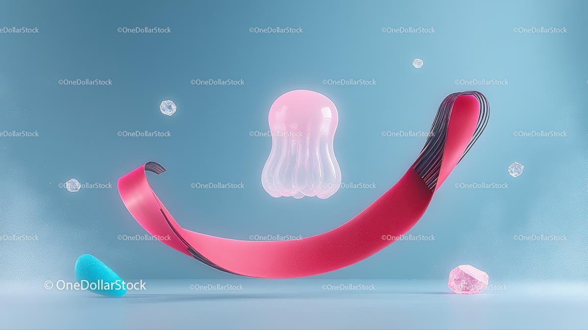 Abstract 3D Composition with Floating Elements