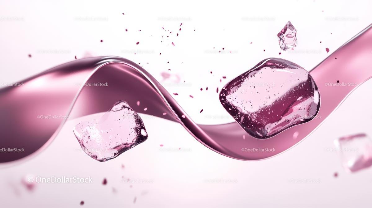 Dynamic Pink Liquid with Floating Ice Cubes