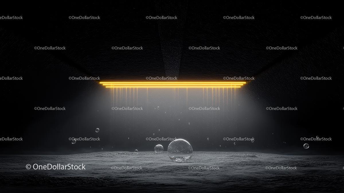 Futuristic Neon Light Over Dark Water Surface