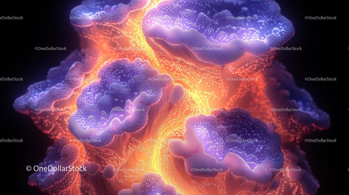 Glowing Abstract Organic Forms in Vibrant Purples and Oranges
