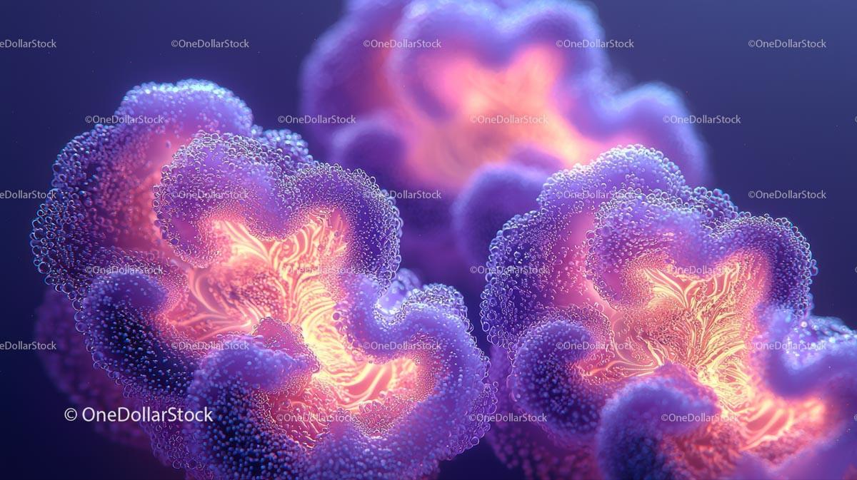 Abstract Glowing Organic Shapes with Purple and Pink Hues