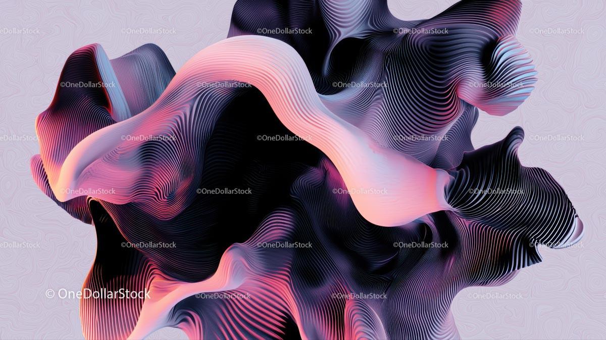 Abstract Flowing Pink and Black 3D Art Sculpture