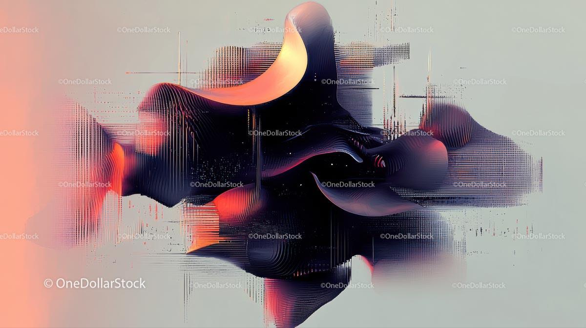 Vibrant Abstract Digital Art with Fluid Shapes