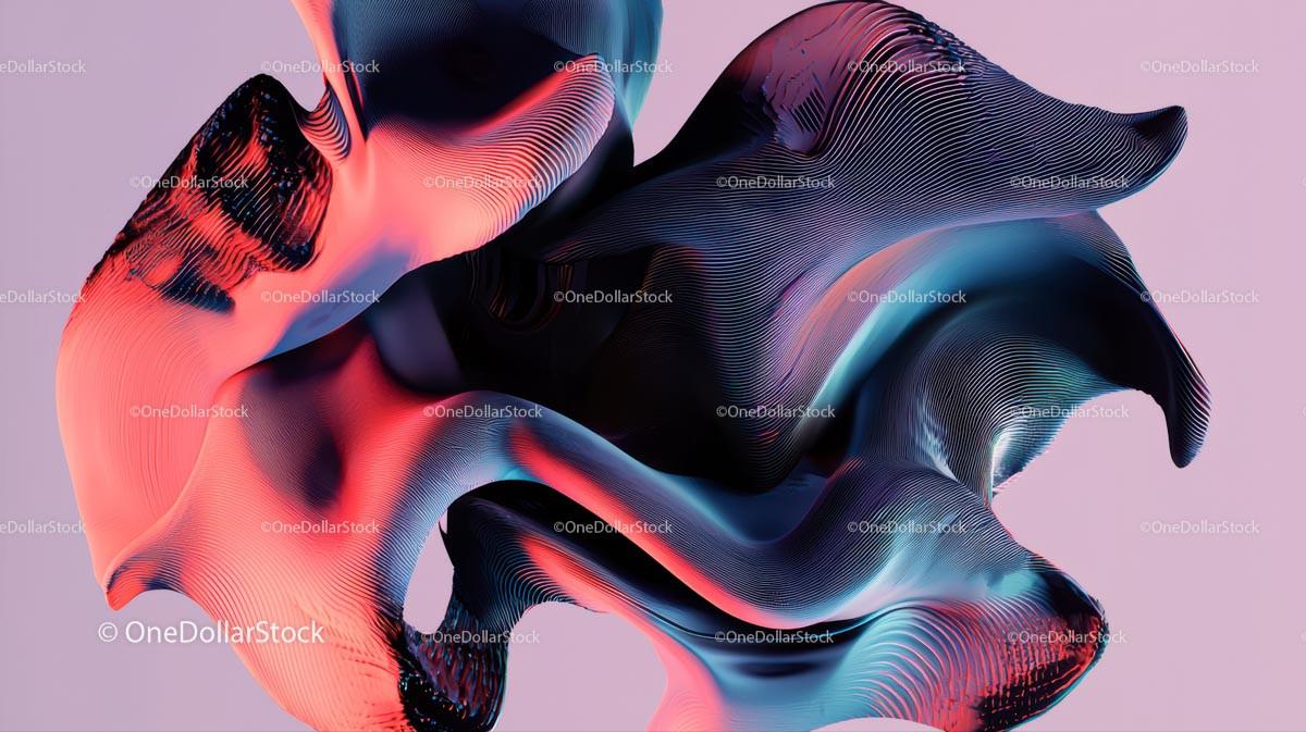 Dynamic Abstract Flow in Blue and Red Tones