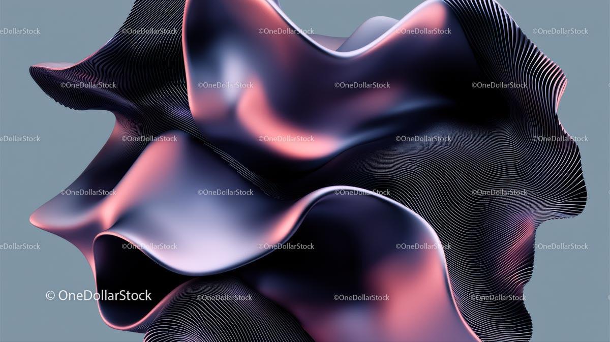 Abstract Fluid Sculpture with Pink and Blue Gradient