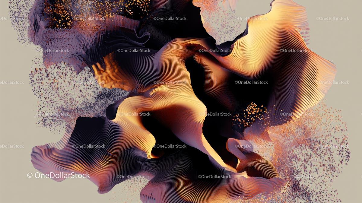 Abstract Digital Waves with Vibrant Curves