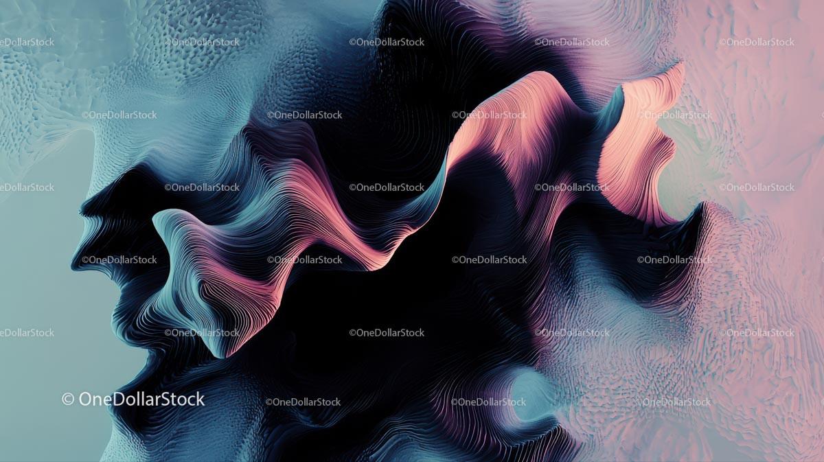 Abstract Fluid Waves in Pink and Blue Tones