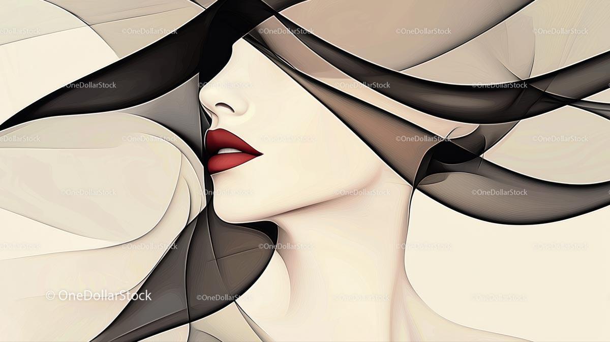 Elegant Abstract Portrait of a Woman in Flowing Lines