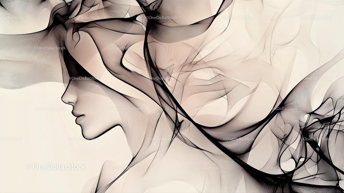 Elegant Silhouette with Flowing Abstract Lines
