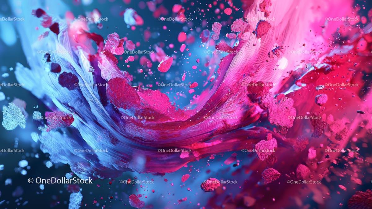 Dynamic Paint Splash with Vibrant Blue and Pink Colors