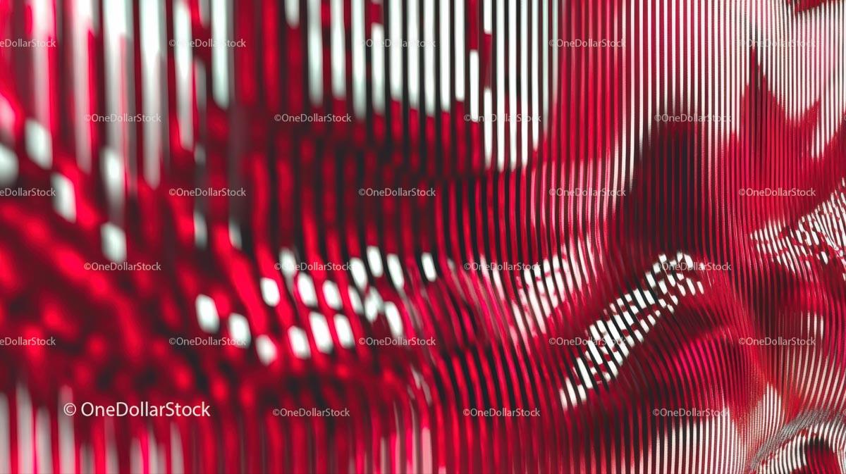 Abstract Red and White Striped Pattern with Wave Effect