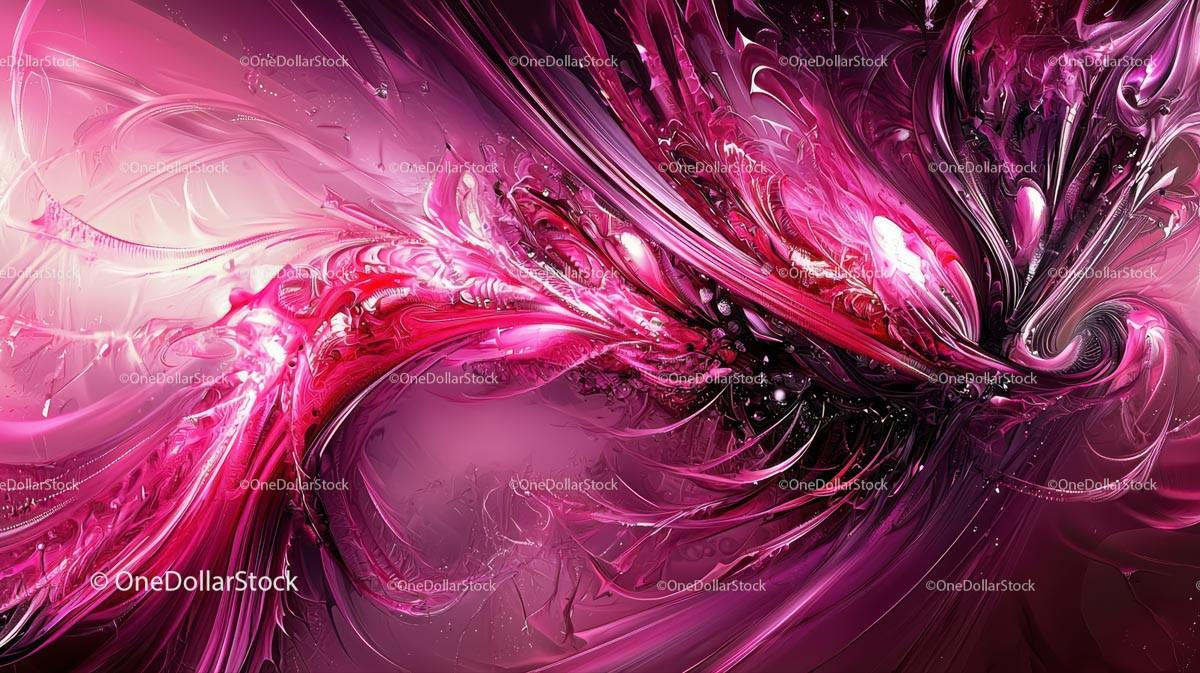 Vibrant Pink Swirling Abstract Digital Art