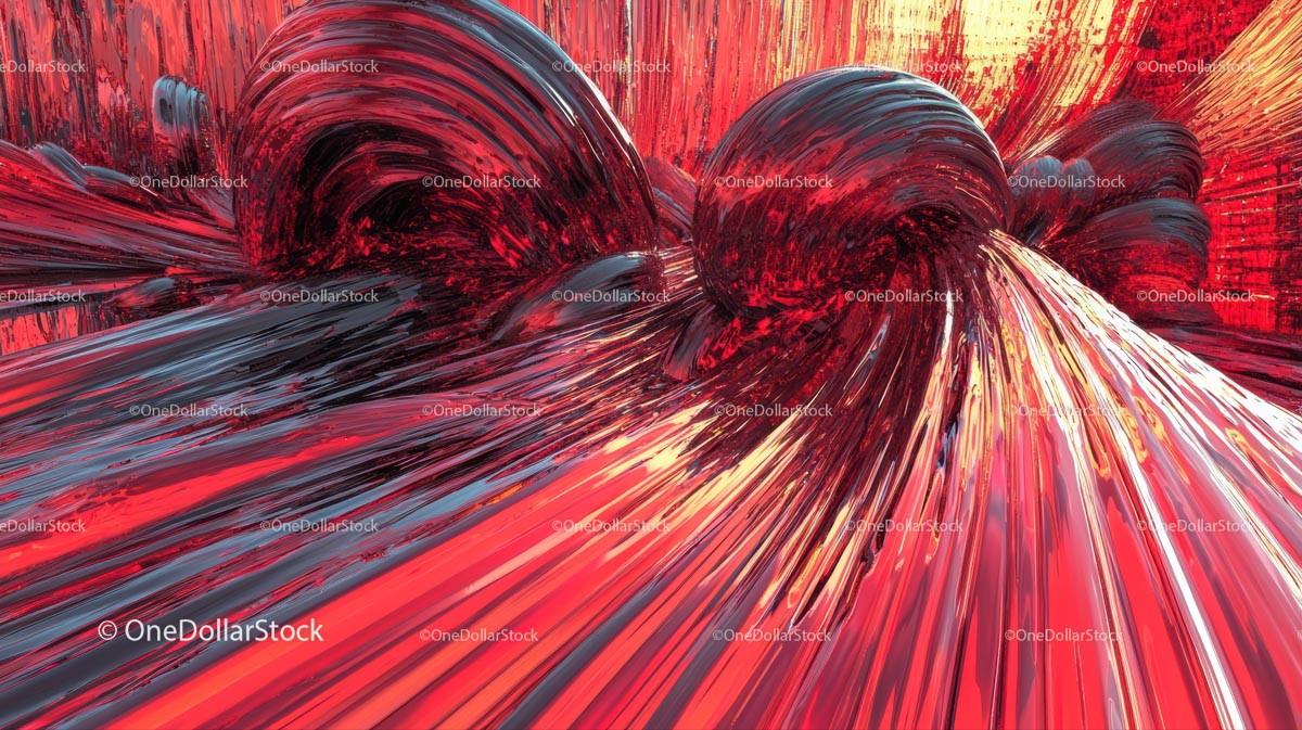 Dynamic Red Waves in Abstract Digital Art