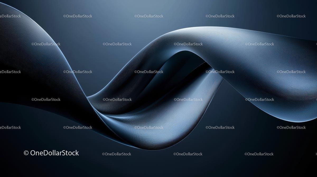Abstract Blue Wave with Flowing Curves