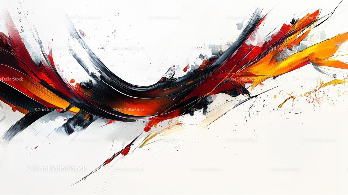 Dynamic Abstract Art with Red and Orange Brushstrokes