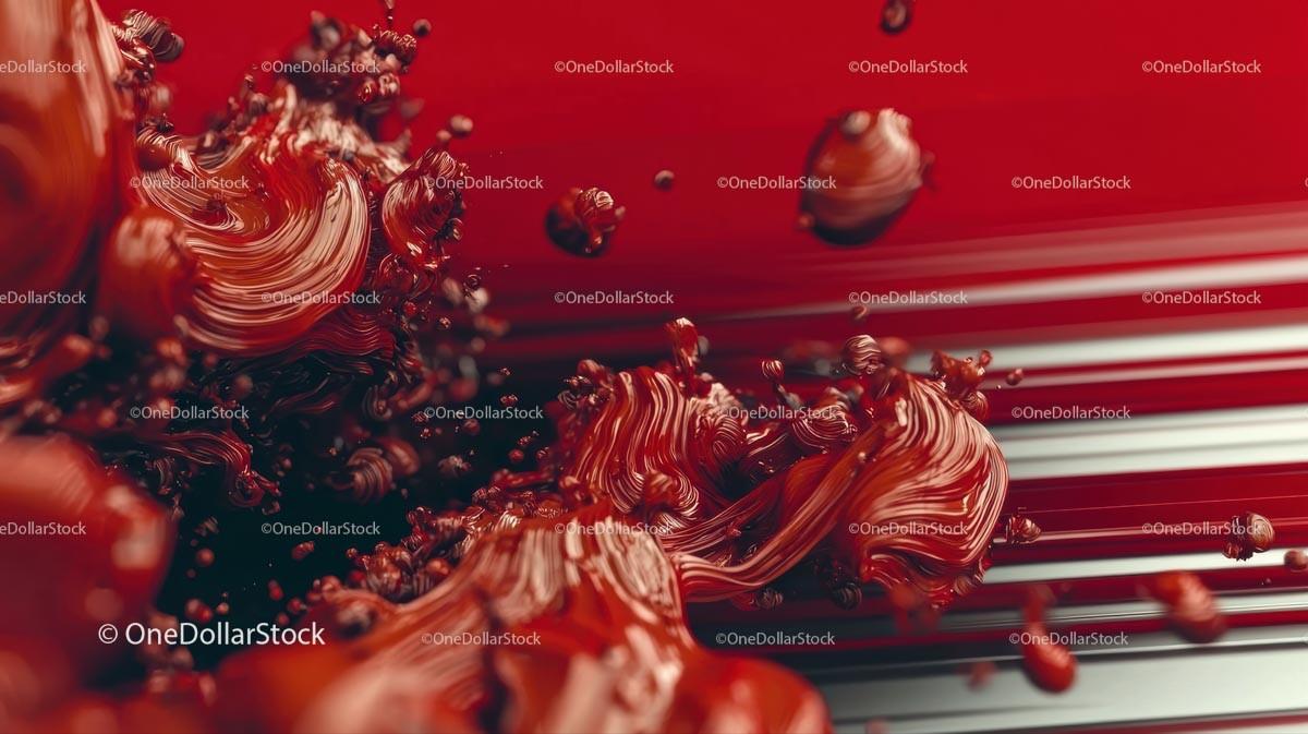Dynamic Red Fluid Art with Swirling Patterns