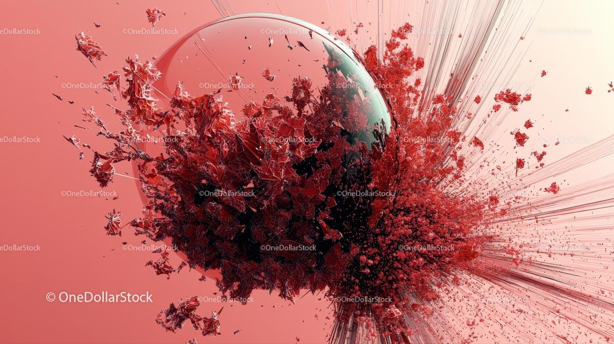Explosive Abstract 3D Art with Dynamic Red Burst