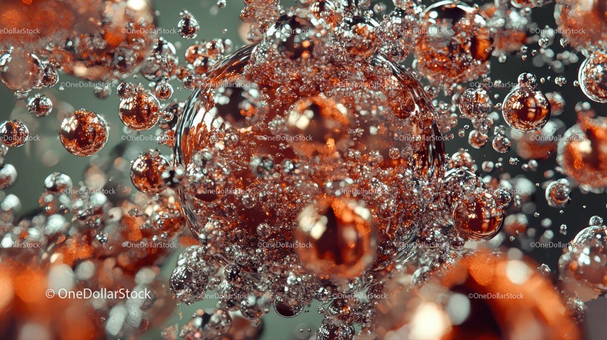Vibrant Orange Bubbles in Dynamic Fluid Motion