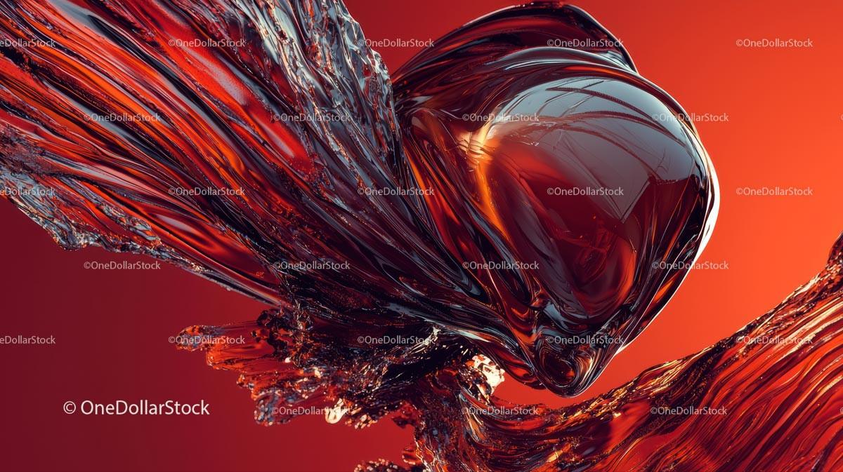 Dynamic Abstract Glass Art in Vibrant Red Tones