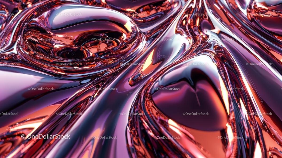 Futuristic Metallic Surface with Vibrant Fluid Shapes