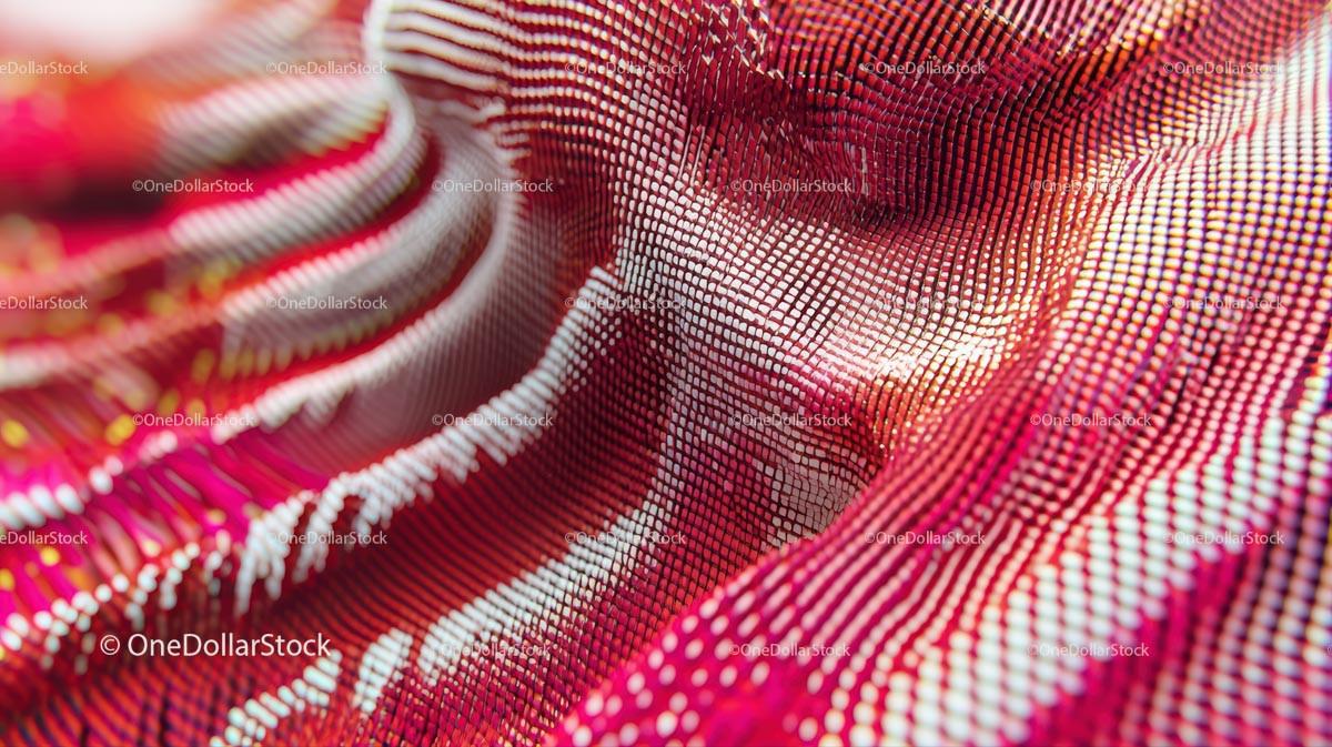 Dynamic Abstract Waves with Vibrant Red and White Pattern