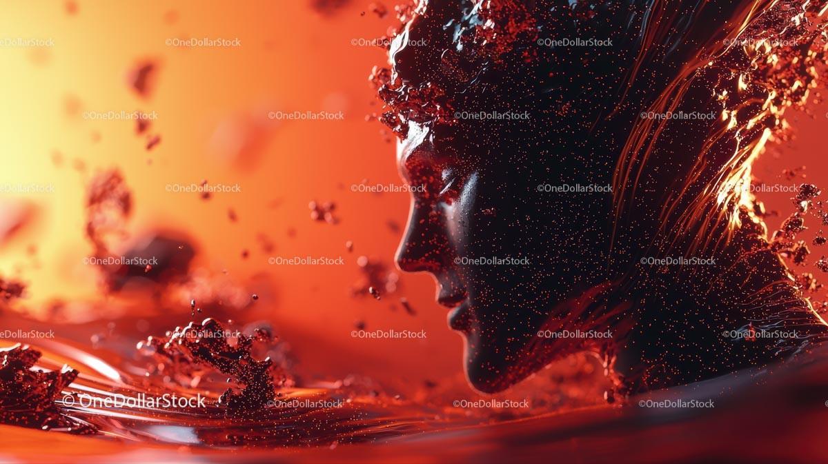 Abstract Human Silhouette in Vibrant Liquid Splash