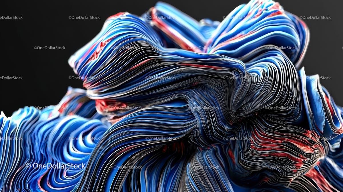 Dynamic Abstract Art with Blue and Red Waves