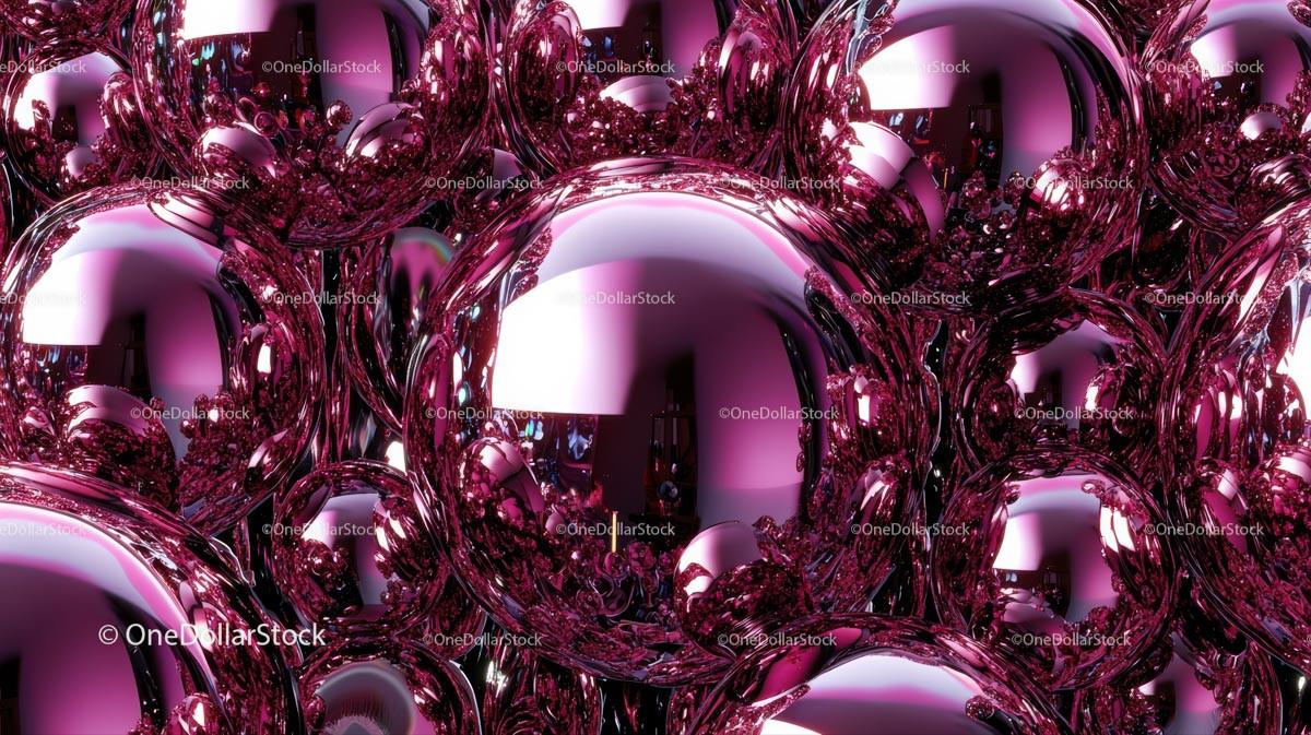 Vibrant Abstract Pink Reflective Spheres