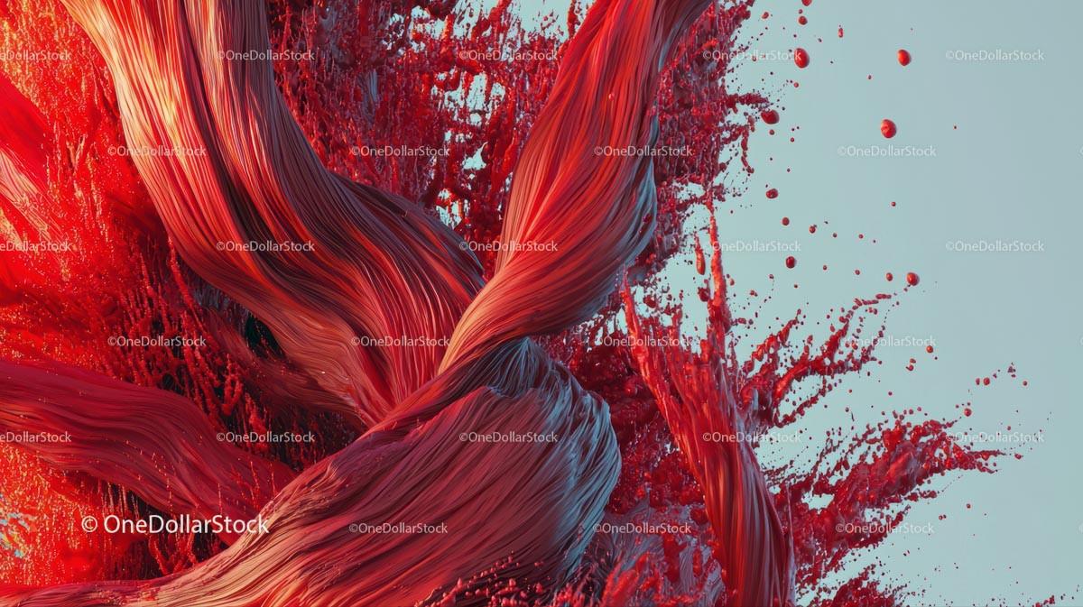 Dynamic Red Paint Splash with Abstract Flowing Textures