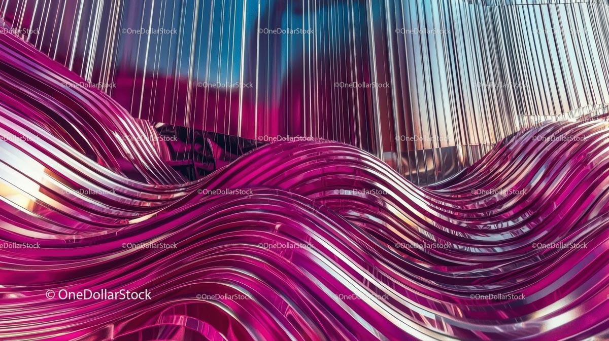 Vibrant Pink and Metallic Wave Patterns in Modern Design